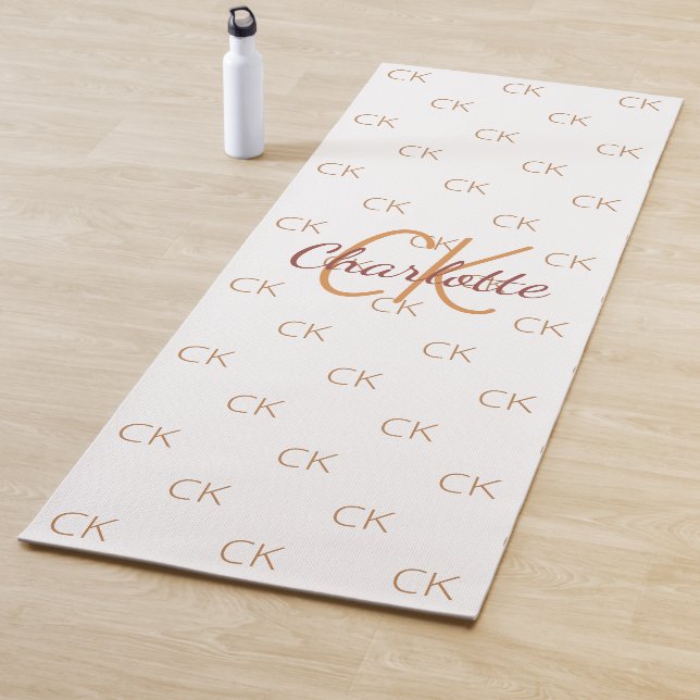 White Gold Monogram Initial Name Skript elegant Yogamatte (Beispiel)