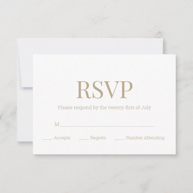 White Gold Monogram Modern Wedding RSVP Karte (Vorderseite)