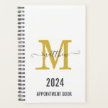 White & Gold Monogram Script Appointment Book  Planer<br><div class="desc">Custom Elegant White and Gold Monogram Script Appointment Book Planner</div>
