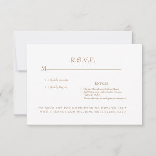 White & Gold Monogram Wedding RSVP Card Karte