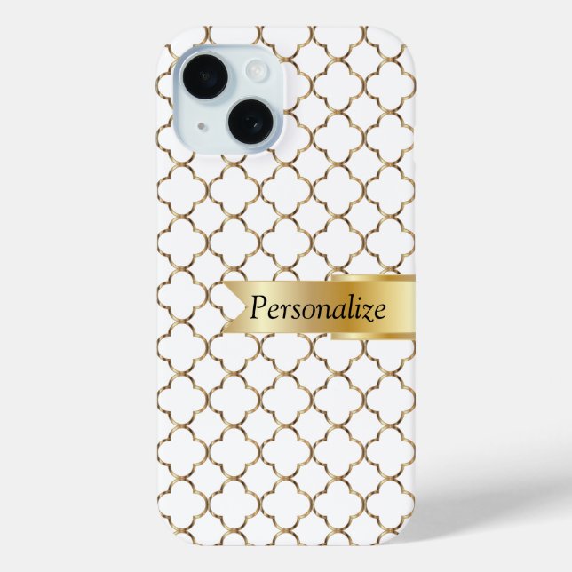 White & Gold Moroccan | DIY Name Case-Mate iPhone Hülle (Rückseite)