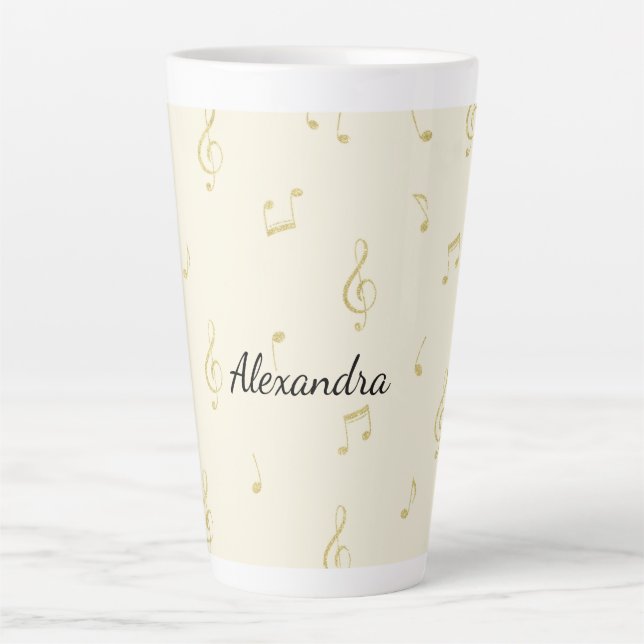 White Gold Music Notes   Milchtasse (Vorderseite)