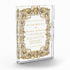 White Gold Ornament Keepake Hochzeit Einladung Fotoblock