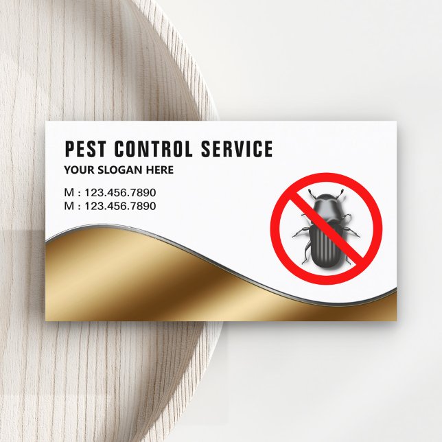 White Gold Pest Kontrolle Service Business Card Visitenkarte (Von Creator hochgeladen)