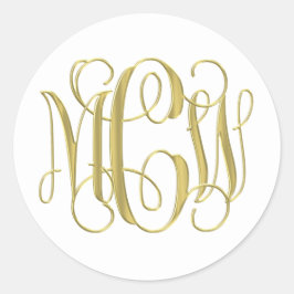 White Gold Preppy Vine Script Monogram DIY BG Runder Aufkleber