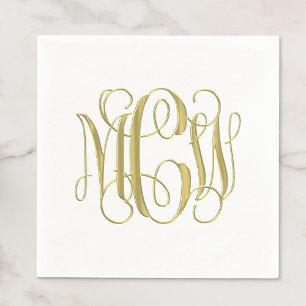 White Gold Preppy Vine Script Monogram DIY BG Serviette
