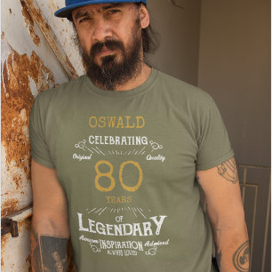 White Gold Print Legend zum 80. Geburtstag T-Shirt