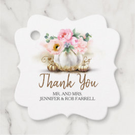 White Gold Pumpkin Floral Moderne Hochzeit Geschenkanhänger