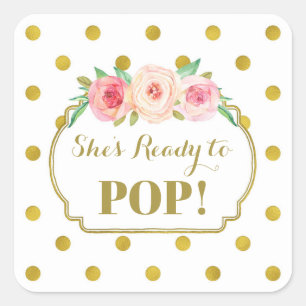 White Gold Punkte Sie ist bereit für Pop Liebesmar Quadratischer Aufkleber