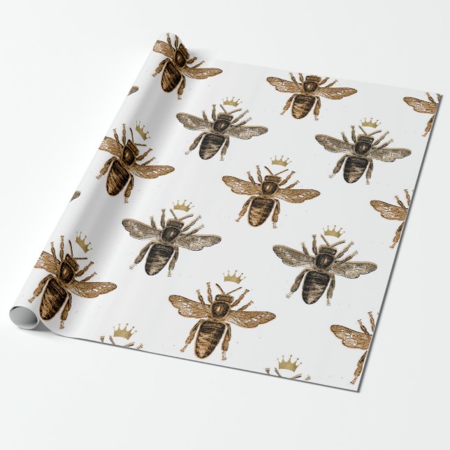White & Gold Queen Wrapping Paper Geschenkpapier (Ungerollt)