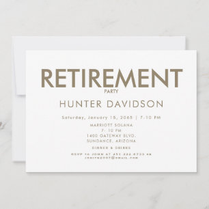 White & Gold Rentirement Party Einladung