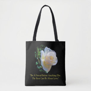 "White Gold Rose" Tote Bag