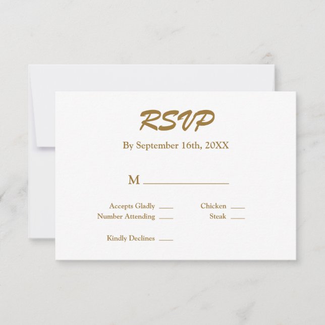 White/Gold RSVP-Karte RSVP Karte (Vorderseite)