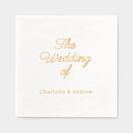 White gold script luxury Wedding Servietten Mit Folie