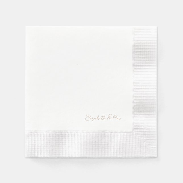 White Gold Script Namen Hochzeitsempfehlung Serviette (Vorderseite)