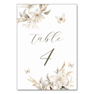 White Gold Silver Winter Florals Quinceañera Tischnummer