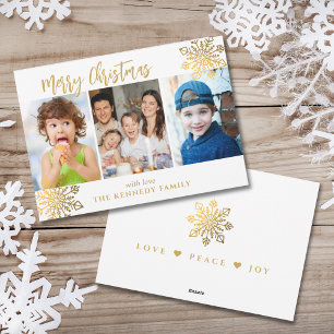 White & Gold SnowFlake 3 Foto Collage Weihnachten