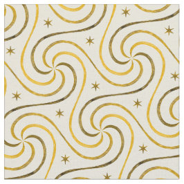White Gold Spirals Stars Weihnachtsmuster Elegant Stoff