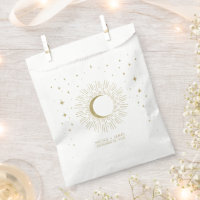 White & Gold Stars Celestial Sunburst Moon Wedding