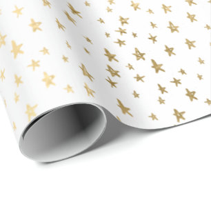 White Gold Stars Confetti Confetti Geschenkpapier
