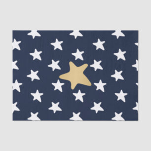 White & Gold Stars Muster Seidenpapier