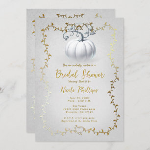 White & Gold Storybook White Pumpkin Brautparty Einladung