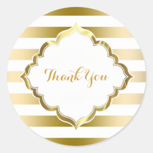 White & Gold Streifen Danke Sticker