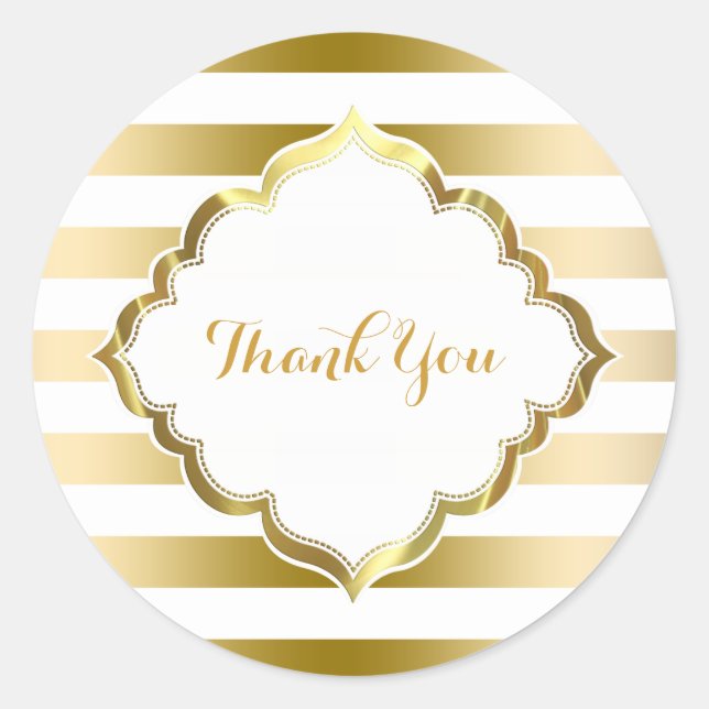 White & Gold Streifen Danke Sticker (Vorderseite)