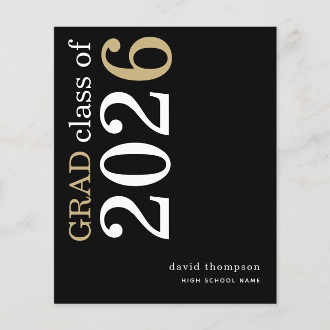 White Gold Text 2025 Grad Ankündigung (Vorderseite)