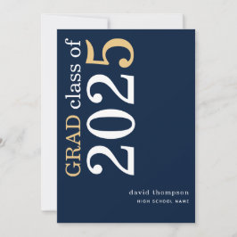 White Gold Text 2025 Navy Blue Abschluss Ankündigung