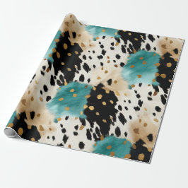 White Gold Türkise Black Cowhide Name Geschenkpapier