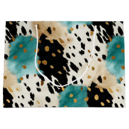 White Gold Türkise Black Cowhide Name Große Geschenktüte