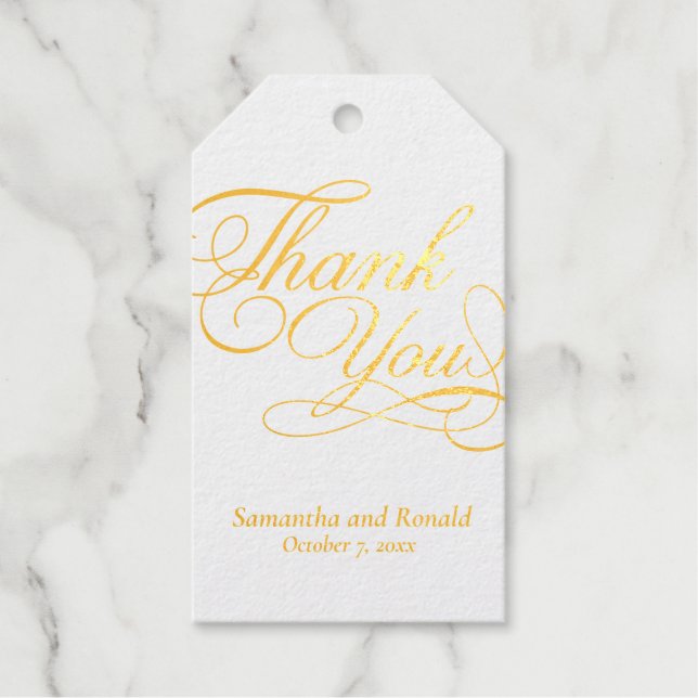 White & Gold Vielen Dank für Ihre kalligraphische  Geschenkanhänger (Vorderseite)