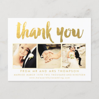 White Gold Vielen Dank Script Typografy Foto Postkarte
