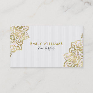 White & Gold Vintag Paisley Lace Visitenkarte