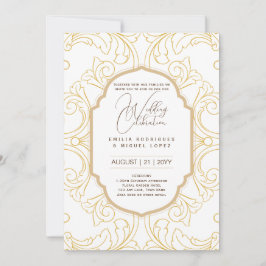 White Gold Wedding Thema Verziert Elegante Klasse Einladung
