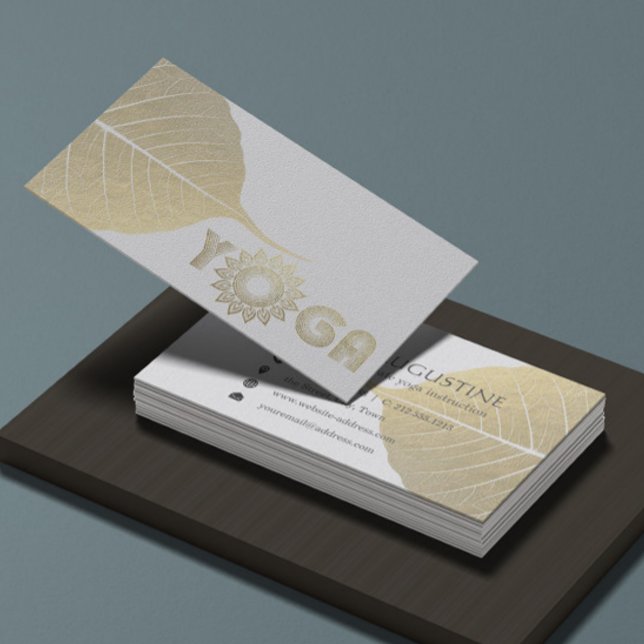 White & Gold Yoga Mediation Mandala Bodhi Leaf Visitenkarte (Von Creator hochgeladen)