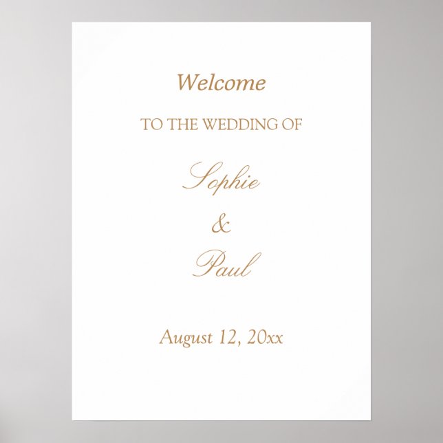 White Golden Beige Wedding Welcome Poster (Vorne)
