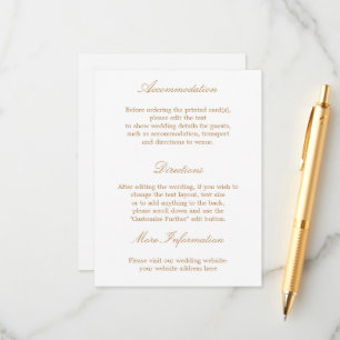 White Golden Beige Wedgedetails Card Begleitkarte
