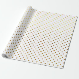 White Golden Delicate Small Polka Dots Confetti Geschenkpapier