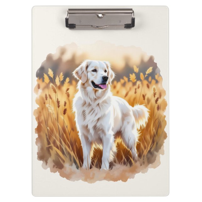 White Golden Retriever Dog Klemmbrett (Vorderseite)
