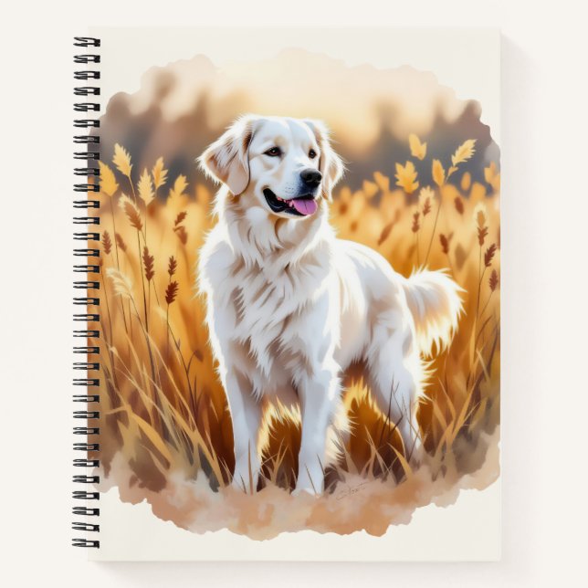 White Golden Retriever Dog Notizbuch (Vorderseite)