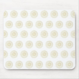 White | Golden Zinnia Flower Medallions Mousepad