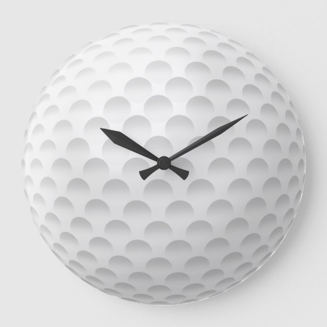 White Golf Ball Design Große Wanduhr (Vorderseite)