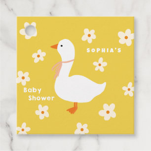 White Gose and Daisies Baby Shower Geschenkanhänger