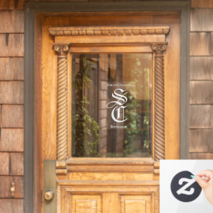 White Gothic Monogram Name Medieval Bookshop Fensteraufkleber