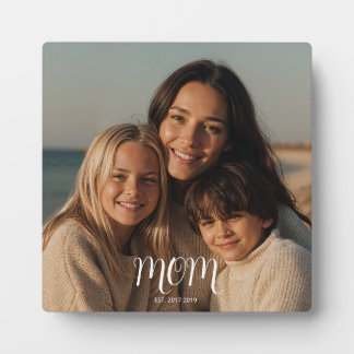 White Graceful Script Established Mom Photo Fotoplatte