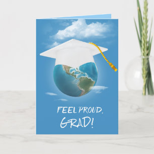 White Graduation Cap on Planet Earth Karte
