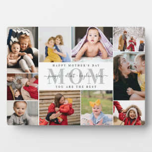 White Gray Beste Mama Muttertag FotoCollage Fotoplatte