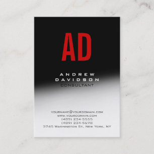 White Gray Black Monogram Business Card Visitenkarte